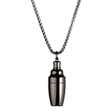 Smallest Cocktail Shaker Ever Necklace - Stainless Steel Pendant | Novelty Bar Accessory for Bartenders & Cocktail Lovers (Black)
