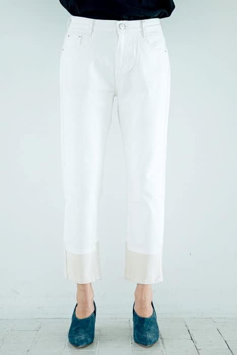 INDIMARK インディマーク ジーンズ デニム パンツ レディース おしゃれ ブランド 折り返しデザインデニム オフホワイト×ベージュ WJ020 INDIMARK インディマーク ジーンズ デニム パンツ レディース おしゃれ