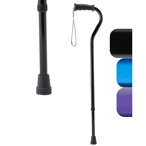 Medline Gel Grip Aluminum Cane with Offset Handle Adjusts 29-38 300 lbs. Capacity Black - for Men & Women Foot & Leg Injuries Mobility 1 Ct.