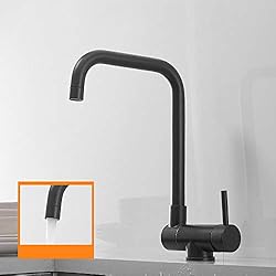 Grifo cocina abatible ventana Grifo de cocina, abatible, ventana que se abre hacia adentro, frío y calor, rotación de 360 ??°, 2 modos de salida de agua-Negro-B