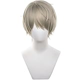 Cosplay Wig with Short Hair Straight Brown Hair with Bangs for Men Halloween Cosplay