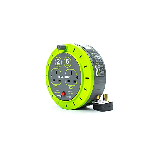 STATUS 2 Socket Cable Reel, 5m Green Extension Lead, 13A with Thermal Cut Out, Heavy Duty Outdoor Extension Lead, S5M13ACR3 - Image 4