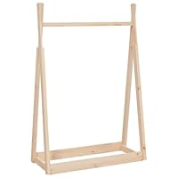 vidaXL Solid Pine Wood Clothes Rack - Freestanding Coat Rack, Ample Storage Space, Stylish Minimalist Design, Durable Wooden Frame, Easy Assembly - Brown