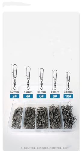 Set 200 piezas giratorios de acero inoxidable para pesca miniatura 2