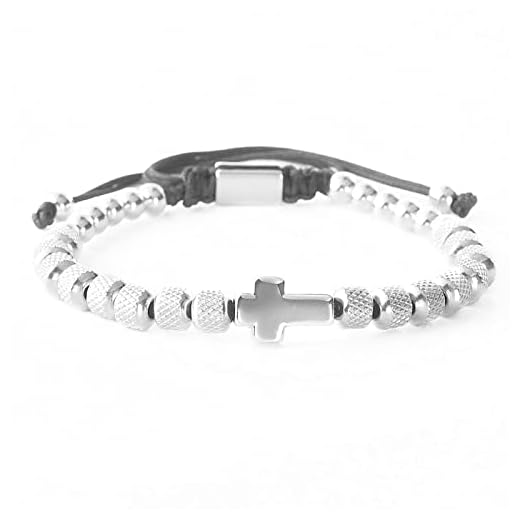BISONBLUE Pulsera Mujer Brazalete Bracelet Charm Bracelet Cross Beads Bracelets Hecho A Mano Hombres Mujeres Oración Fitness Cadena Pareja Regalo Silvercross