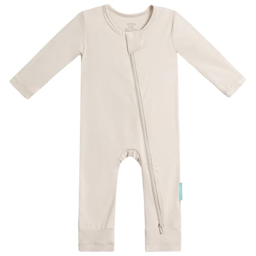 Image of PurComfy Baby Long Sleeve Romper Jumpsuit, Premium Soft Rayon One Piece Pajamas Boy Girl 2-Way Zipper Coverall Sleeper