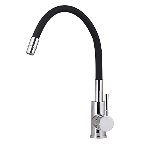 Küchen Armatur Joga schwenkbarer flexibler Auslauf Hochdruck Chrom/Schwarz Mischbatterie Einhebelmischer Cover