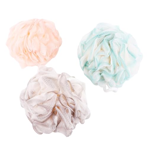 BELLIFFY 3個メッシュプーフ シャワーボール 入浴用 泡立てネット 柔らかい肌触り 紐付きで収納便利 バス用品