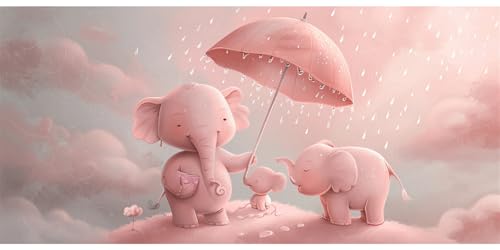 Pintura por Números para Adultos rosa Pintar por Numeros Niños Principiantes elefante,Kit de Pintura al óleo de Lienzo DIY para con Pinceles,Paint by Numbers Acrílico,Mujer Regalo 30x60cm E-1093