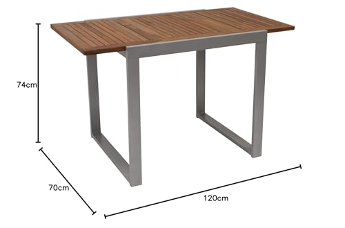 gartenmoebel-einkauf gartenmoebel-einkauf Balkon Ausziehtisch Naxos 80/120x70cm, Aluminium Silbergrau + Akazie braun geölt, witterungsbeständig gartenmoebel-einkauf gartenmoebel-einkauf Balkon Ausziehtisch Naxos 80/120x70cm, Aluminium Silbergrau + Akazie braun geölt, witterungsbeständig