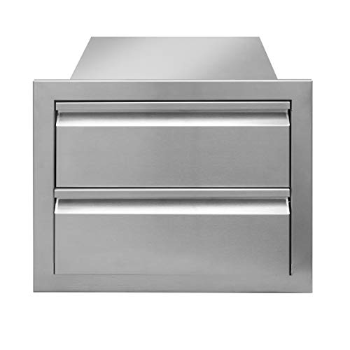JIE JIN Outdoor Kitchen Drawers Stainless Steel, Double BBQ Drawers Flush Mount for Outdoor Kitchen or BBQ Island (18\" x 15\" x 23.4\")