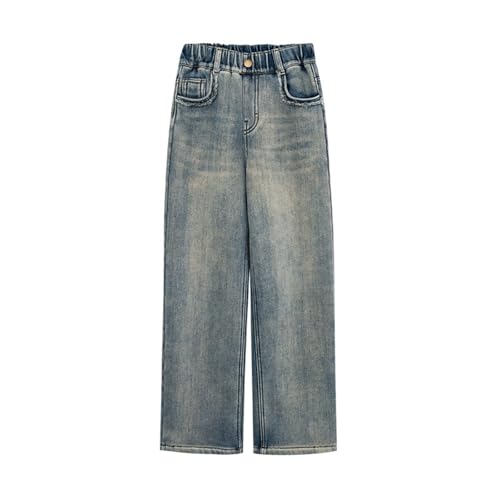 Girls Baggy Wide Leg Jeans Elastic Waist Denim Pants Teens Vintage Casual Jeans Trousers with Pockets Streetwear Clothes