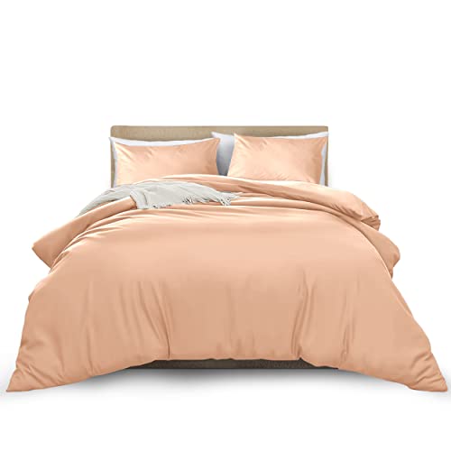 MOONLIGHT20015 Super King Duvet Cover Set Peach Solid Soft Super King Bedding Duvet Cover with 2 Matching Pillowcases
