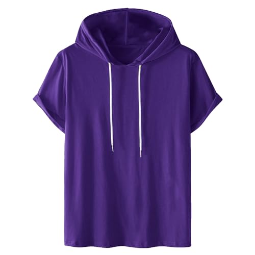 Générique Sweat à Capuche Homme Hoodie Coton Manches Courtes T-Shirt Été Décontracté Tshirts Couleur Unie Tee Shirt Sport Tee-Shirt Confortable Teeshirt Vente...