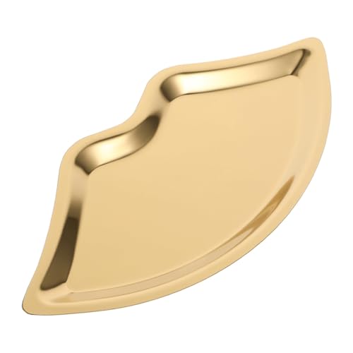 Nicear Bandeja de acero inoxidable con forma de labio: organizador dorado para tocador, joyas, llaves y decoración de entrada. Bandeja de almacenamiento con acabado pulido espejo para encimeras