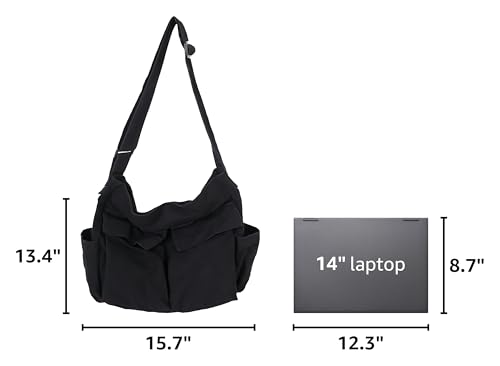 Bolso grande Lauthen tipo Hobo en lona para mujeres y hombres miniatura 3