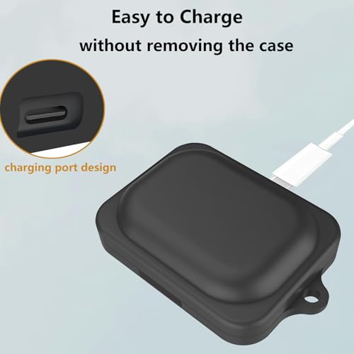 Case Cover Compatible with Nothing Ear (a) Earbuds, Soft Silicone Protective Case with Cleaner Kit with Carabiner Keychain Accessories (Black)