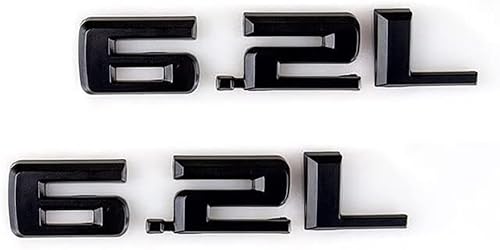 Image of 2pcs 6.2L Emblems 3D Hood Style Badge Logo Sticker Nameplate Letter Replacement for 1500 2500HD (Gloss Black)