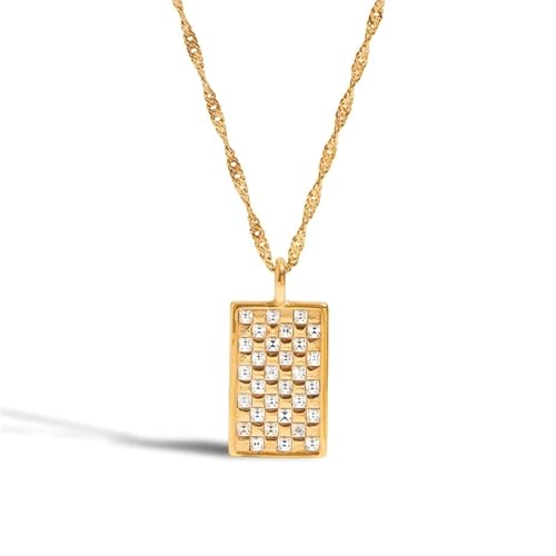 Collier pendentif carré blanc en acier inoxydable, bijou anti-noircissement
