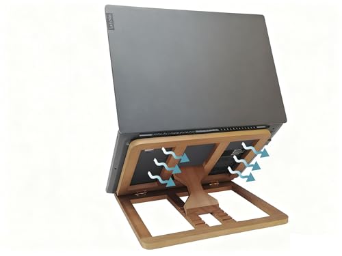 SummitRush Wooden Laptop Stand for Desk & Wood - Style Laptop Stand, Foldable and Adjustable...