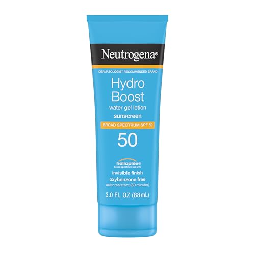 Neutrogena Hydro Boost Moisturizing Water Gel Sunscreen Lotion with Broad Spectrum SPF 50, Water-Resistant & Non-Greasy Hydrating Sunscreen Lotion, Oil-Free, 3 fl. oz