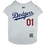 MLB Los Angeles Dodgers Vintage Throwback Jersey for Dogs & Cats in Team Color. Comfortable Polycotton Material, Extra Small