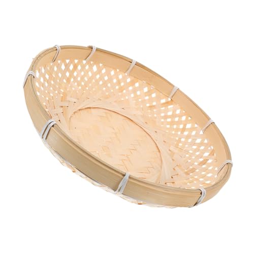 Garneck Bamboo Woven Basket Small Fruit Basket for Counter Wicker Tray for Counter