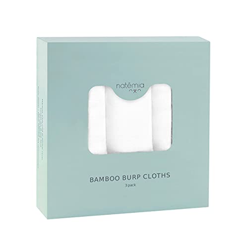 Natemia Muslin Baby Burp Cloths | Large 21”X11” Size | Super Absorbent And Ultra Soft Bamboo | 6-Layer Design | 3-Piece Gift Set #TOP6