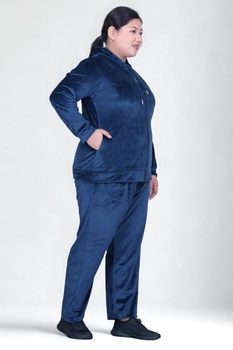 Image of CUPID Regular Fit Velvet Track Suit for Woman, Winter Wear Velvet Night Suit Set with Pockets for Sports, Night, Jogging, Daily Gym Wear L to 5XL