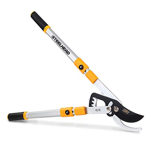 Steelhead Heavy-Duty 27-40" Adjustable Gear-Bypass Limb & Branch Lopper, Telescoping Extendable Handles, Ratcheting, Cuts Up To 1-3/4”, Secateurs, Shock-Absorbing, Effort-Saving, Usa-Based Support #TOP5