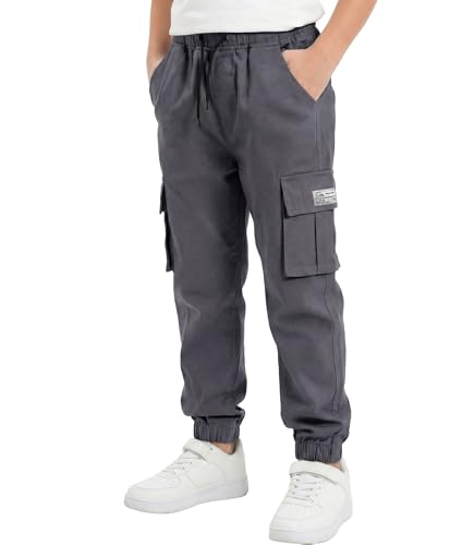Image of TLAENSON Boys Cargo Joggers Pants Elastic Waist Casual Jogging Trousers Bottom for Kids 6-16 Years