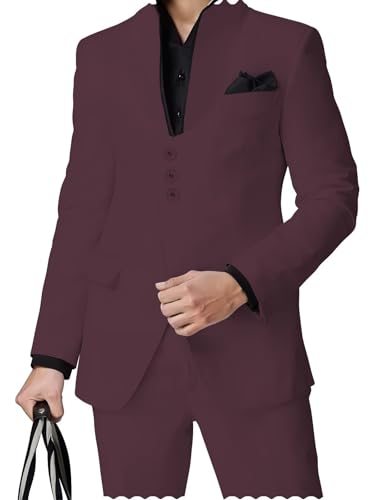 Mens Suits Slim Fit 2 Piece Set Zhongshan Suit Mao Suits Tang Suit Tangzhuang for Weddings Formal Attire