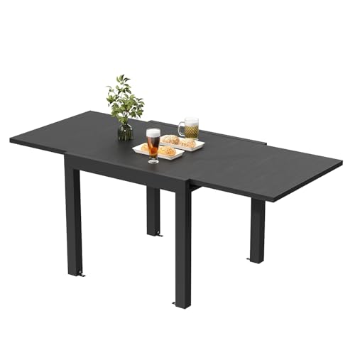 JUMMICO Table de Jardin, Extensible, en Aluminium, Table à Manger, de Camping, Table Pliante Extérieure, Table de Balcon, Pieds Réglables, 80 x 160 cm, Gris