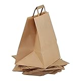 250 Stück Papiertragetaschen 32+16 x 44 cm | Papiertüten mit Henkel Geschenktüten | Geschenktüte Kraftpapier Tüten | Papiertüte Tragetasche Papiertaschen (32+16 x 44 cm - 250 Stück, Braun)