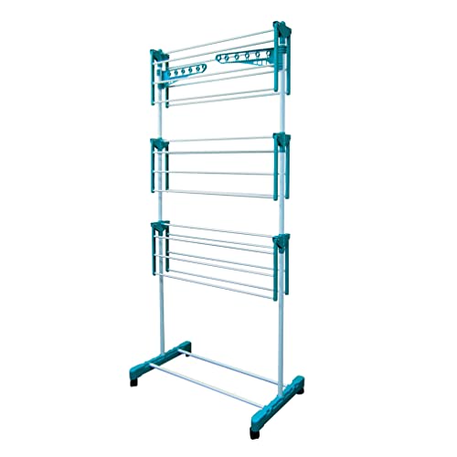 SILVANO Tendedero Vertical de 3 Alturas - 16,5 x 20,5 x 10,5 cm - Plegable para Reducir su Tamaño - Incorpora 4 Ruedas para Transportarlo Fácilmente - Ligero Cover