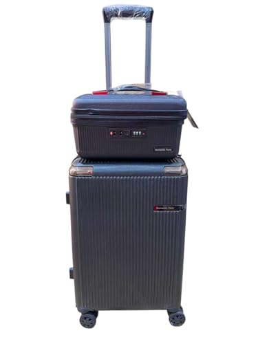 ROMANTIC PARIS Mala de Viagem 10kg em ABS 100% Mala de Bordo 20 Polegadas Rígida de Luxo com Cadeado Duplo TSA e Rodas 360° Silenciosas Padrão ANAC para Cabine (Prateada) (preto)