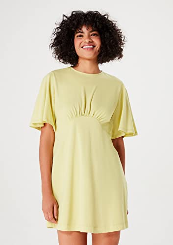 Vestido Curto Evasê Com Mangas Godê - Amarelo M