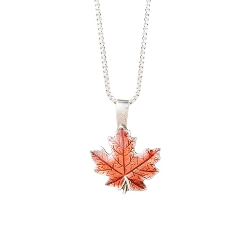 DANFORTH – 1” Maple Leaf Fall/Autumn Necklace, Pewter Pendant, Handcrafted, 18” Sterling Box Chain, Made In USA