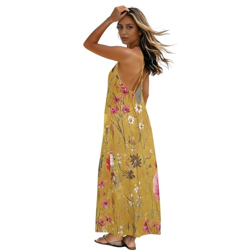 Robe d'été robe de plage pour femme longue à motif floral vintage