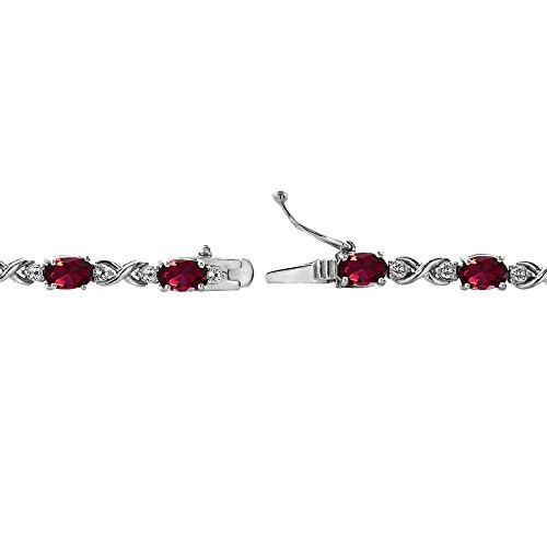 B. BRILLIANT Sterling Silver Synthetic Ruby 6x4mm Oval Infinity Bracelet with White Topaz Accents - Image 3