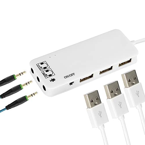 Carte Son Externe, Adaptateur Audio USB avec 2 x Casque et 1 x Prise Microphone, 3 x Carte Son stéréo USB 2.0, pour PC, Ordinateurs Portables, Ordinateurs de...
