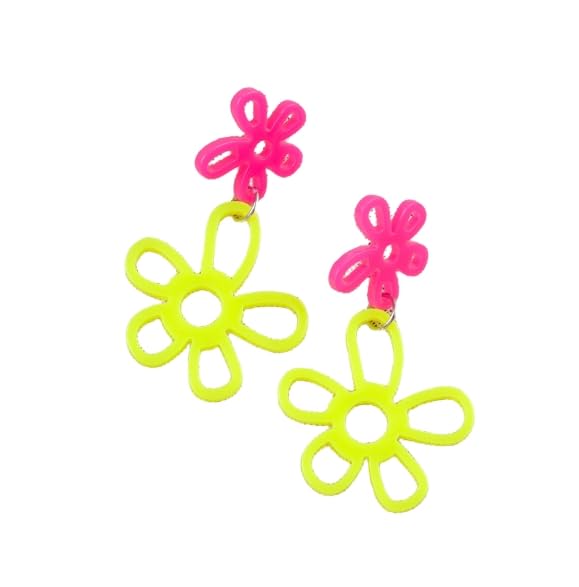 80s Neon Acrylic Lightning Heart Earrings Colorful Retro Earrings Glow Party Neon Accessories for Women