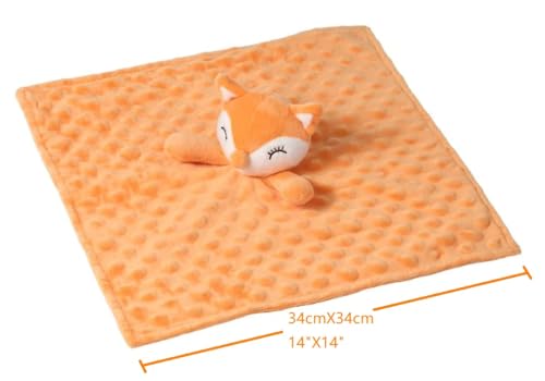 Image of CREVENT Cozy Plush Baby Security Blanket, Loveys for Baby Girls and Boys, Birthday (Fox + Dinosaur)