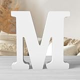 Zaruatu 8 Inch White Wood Letters Unfinished Wood Letters for Wall Decor Decorative Standing Letters White Block Letters for Wall Decoration for Craft Home Party Projects (M)