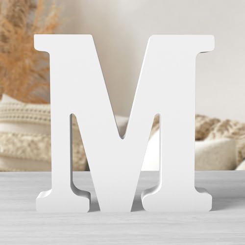 Zaruatu 8 Inch White Wood Letters Unfinished Wood Letters for Wall Decor Decorative Standing Letters White Block Letters for Wall Decoration for Craft Home Party Projects (M)