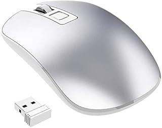 Inspired Essentials Wireless Mouse, Silent Mouse for Laptop Computer PC, 1600 DPI 3 Adjustment Levels Slim Mini Noiseless Cordless Mouse, 10m Remote Range, 2.4G Mice for Windows and MAC OS (Silver)