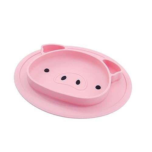 SUPVOX Cartoon Pig Silicone Boys and Girls Plate Set Bowl Set for Children Suction Plate Food Serving Tray