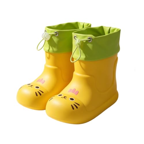 Generisch Botas de goma para niños, niñas, antideslizantes, impermeables, ligeras, suelas suaves, cómodas, ajustables, al aire libre, uso diario, actividades al aire libre, Amarillo 3, 31.5 EU