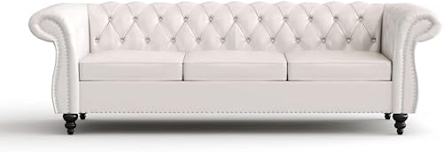 Image of WOODEN WORLD Modern & Classic Leather Sofa Set - Luxurious Comfort, Stylish Design, and Durable Build (White, 3+2 Seater)