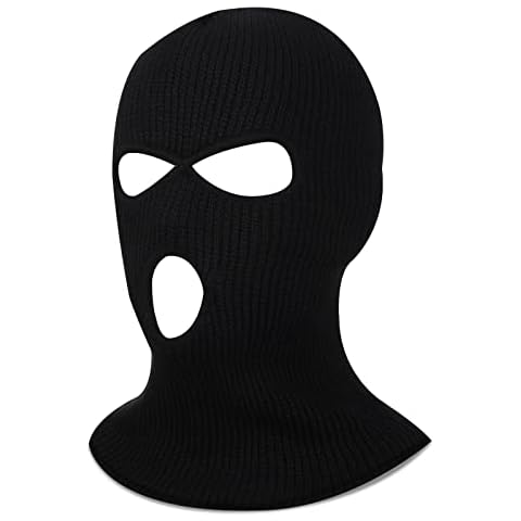 Ski Mask Winter Balaclava Ski Mask Warm Full Face Ski Mask Thermal Men Ski Mask 3-Hole Knit Face Mask for Outdoor Sports (Black) Cover